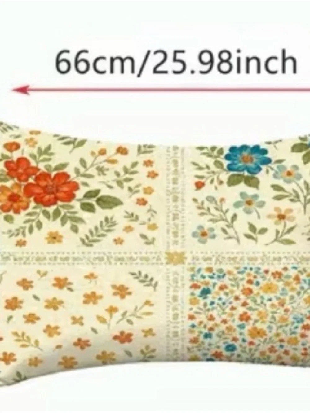 Floral Patchwork Decorative Pillow Cover - Cream, Orange & Blue